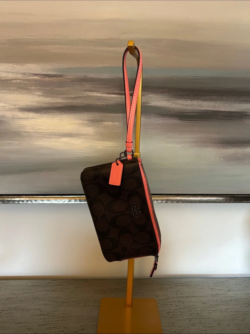 Coach Double corner Zip Signature Wristlet NWT